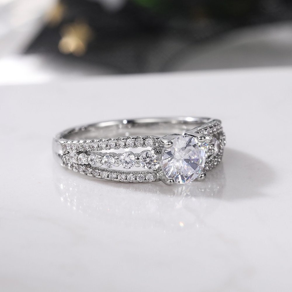 Diamond Shiny CZ Romantic Pure Silver Dainty Wedding Ring for Women, K868 - Picture 4 of 8